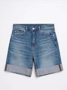 Pilcro Mid Wash Rolled Cuff Denim Shorts